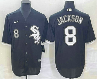 Men's Chicago White Sox #8 Bo Jackson Number Black Cool Base Stitched Jersey