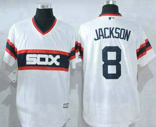 Men's Chicago White Sox #8 Bo Jackson Retired White Pullover Stitched MLB Majestic Cool Base Jersey