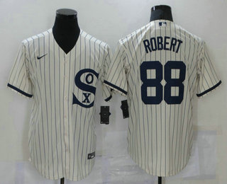 Men's Chicago White Sox #88 Luis Robert 2021 Cream Field of Dreams Name Cool Base Stitched Nike Jersey