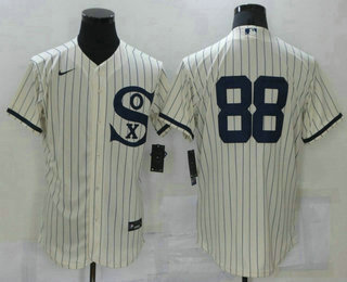 Men's Chicago White Sox #88 Luis Robert 2021 Cream Navy Field of Dreams Flex Base Stitched Jersey