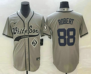 Men's Chicago White Sox #88 Luis Robert Grey Cool Base Stitched Baseball Jersey 01