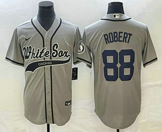 Men's Chicago White Sox #88 Luis Robert Grey Cool Base Stitched Baseball Jersey 02