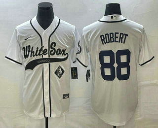 Men's Chicago White Sox #88 Luis Robert White Cool Base Stitched Baseball Jersey 01