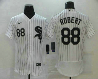 Men's Chicago White Sox #88 Luis Robert White Pinstripe Stitched MLB Flex Base Nike Jersey