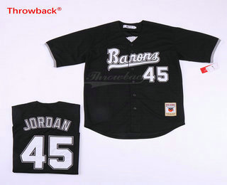 Men's Chicago White Sox Birmingham Barons #45 Michael Jordan Black Stitched Baseball Jersey