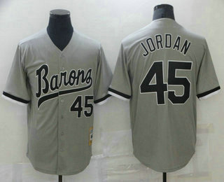 Men's Chicago White Sox Birmingham Barons #45 Michael Jordan Gray Stitched Baseball Jersey