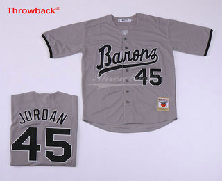 Men's Chicago White Sox Birmingham Barons #45 Michael Jordan Gray Stitched Majestic Baseball Jersey