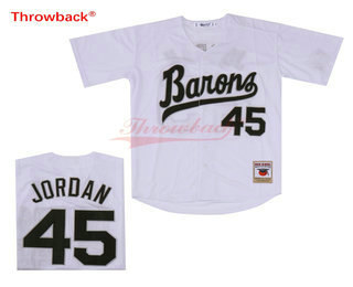 Men's Chicago White Sox Birmingham Barons #45 Michael Jordan White Stitched Baseball Jersey