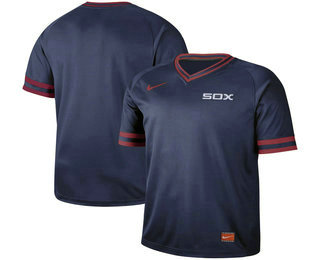 Men's Chicago White Sox Blank Navy Blue Nike Cooperstown Collection Legend V Neck Jersey