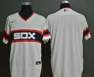 Men's Chicago White Sox Blank White Pullover Mitchell & Ness Throwback Stitched MLB Nike Jersey