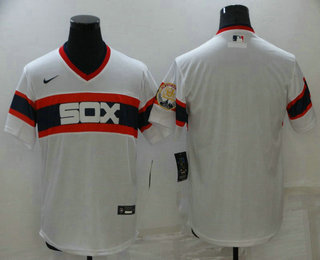 Men's Chicago White Sox Blank White Throwback Cool Base Nike Jersey