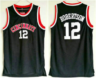 Men's Cincinnati Bearcats #12 Oscar Robertson Black College Basketball Retro Swingman Stitched NCAA Jersey