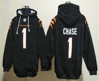 Men's Cincinnati Bengals #1 Ja'Marr Chase Black Pullover Hoodie