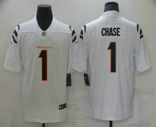 Men's Cincinnati Bengals #1 Ja'Marr Chase NEW White 2021 Vapor Untouchable Stitched NFL Nike Limited Jersey