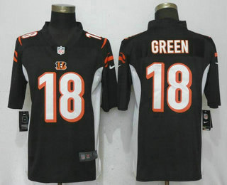 Men's Cincinnati Bengals #18 A.J. Green Black 2018 Vapor Untouchable Stitched NFL Nike Limited Jersey