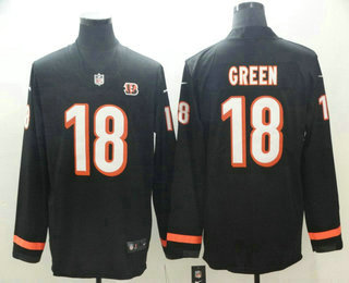 Men's Cincinnati Bengals #18 A.J. Green Nike Black Therma Long Sleeve Limited Jersey