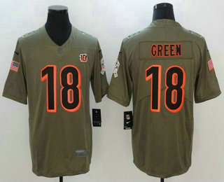 Men's Cincinnati Bengals #18 A.J. Green Olive 2017 Salute To Service Stitched NFL Nike Limited Jersey