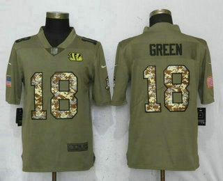 Men's Cincinnati Bengals #18 A.J. Green Olive With Camo 2017 Salute To Service Stitched NFL Nike Limited Jersey