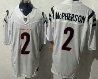 Men's Cincinnati Bengals #2 Evan McPherson Limited White FUSE Vapor Jersey