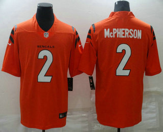 Men's Cincinnati Bengals #2 Evan McPherson NEW Orange 2021 Vapor Untouchable Stitched NFL Nike Limited Jersey