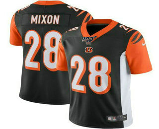 Men's Cincinnati Bengals #28 Joe Mixon Black 100th Season 2017 Vapor Untouchable Stitched NFL Nike Limited Jersey