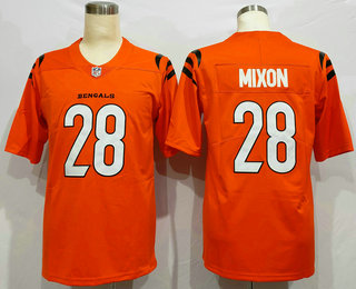 Men's Cincinnati Bengals #28 Joe Mixon NEW Orange 2021 Vapor Untouchable Stitched NFL Nike Limited Jersey