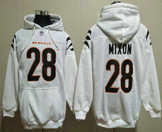 Men's Cincinnati Bengals #28 Joe Mixon White Pocket Stitched NFL Pullover Hoodie