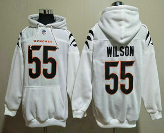 Men's Cincinnati Bengals #55 Logan Wilson White Pocket Stitched NFL Pullover Hoodie