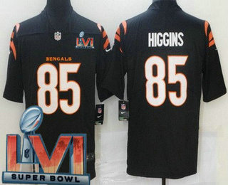 Men's Cincinnati Bengals #85 Tee Higgins Black 2022 Super Bowl LVI Vapor Untouchable Stitched Limited Jersey