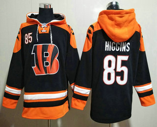 Men's Cincinnati Bengals #85 Tee Higgins Black Ageless Must Have Lace Up Pullover Hoodie