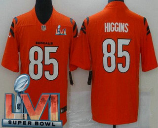 Men's Cincinnati Bengals #85 Tee Higgins Orange 2022 Super Bowl LVI Vapor Untouchable Stitched Limited Jersey