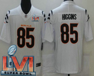 Men's Cincinnati Bengals #85 Tee Higgins White 2022 Super Bowl LVI Vapor Untouchable Stitched Limited Jersey