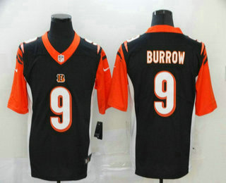 Men's Cincinnati Bengals #9 Joe Burrow Black 2020 Vapor Untouchable Stitched NFL Nike Limited Jersey