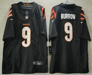 Men's Cincinnati Bengals #9 Joe Burrow Black 2023 FUSE Vapor Untouchable Limited Stitched Jersey