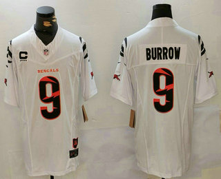 Men's Cincinnati Bengals #9 Joe Burrow Limited White Fashion FUSE Jersey