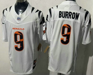 Men's Cincinnati Bengals #9 Joe Burrow Limited White Fashion FUSE Vapor Jersey