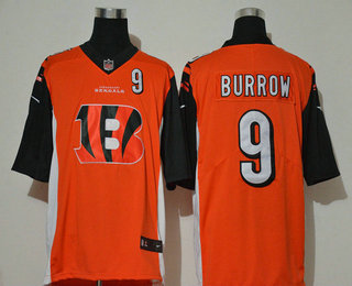 Men's Cincinnati Bengals #9 Joe Burrow Orange 2020 Team Logo Number Vapor Untouchable Stitched NFL Nike Fashion Limited Jersey