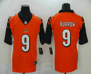 Men's Cincinnati Bengals #9 Joe Burrow Orange 2020 Vapor Untouchable Stitched NFL Nike Limited Jersey