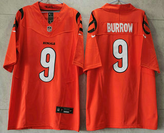 Men's Cincinnati Bengals #9 Joe Burrow Orange 2023 FUSE Vapor Untouchable Limited Stitched Jersey