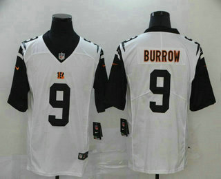 Men's Cincinnati Bengals #9 Joe Burrow White 2020 Color Rush Stitched NFL Nike Limited Jersey