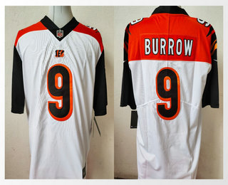 Men's Cincinnati Bengals #9 Joe Burrow White 2020 Vapor Untouchable Stitched NFL Nike Limited Jersey