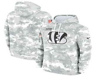 Men's Cincinnati Bengals 2024 Camo Salute to Service Club Fleece Pullover Hoodie