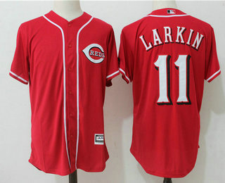 Men's Cincinnati Reds #11 Barry Larkin Retired Red Cool Base Stitched MLB Jersey