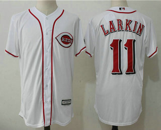 Men's Cincinnati Reds #11 Barry Larkin Retired White Cool Base Stitched MLB Jersey