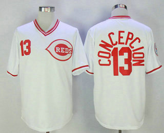 Men's Cincinnati Reds #13 Dave Concepcion 1976 White Mitchell & Ness Throwback Jersey