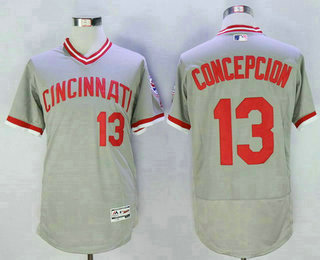 Men's Cincinnati Reds #13 Dave Concepcion Gray Pullover 2016 Flexbase Majestic Baseball Jersey