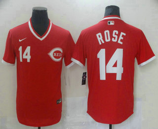 Men's Cincinnati Reds #14 Pete Rose Red Mesh Batting Practice Throwback Nike Jersey