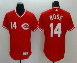 Men's Cincinnati Reds #14 Pete Rose Retired Red Pullover 2016 Flexbase Majestic Baseball Jersey