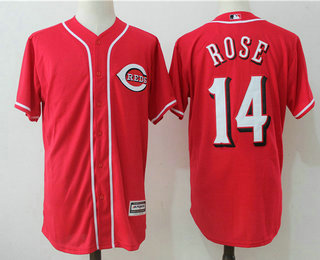 Men's Cincinnati Reds #14 Pete Rose Retired Red Stitched MLB Majestic Cool Base Jersey