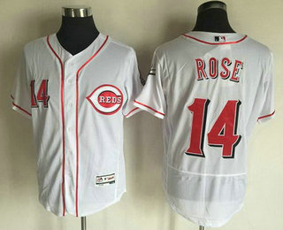 Men's Cincinnati Reds #14 Pete Rose Retired White 2016 Flexbase Majestic Baseball Jersey